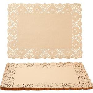 Juvale Paper Placemats - 15.5 x 11.7 in, Brown, 100-Pack - Disposable Lace Doilies for Wedding Tables & Parties