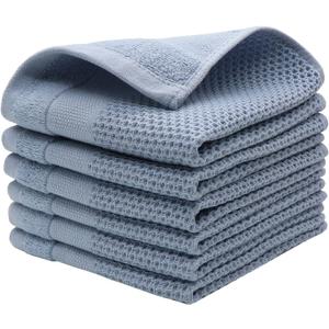 Mia'sDream Cotton Kichen Dish Cloths, Waffle Weave Dish Rags, Soft and Absorbent Dish Towels Hand Towel for Kitchen, 12inchx12inch 6 Pack (Blue)