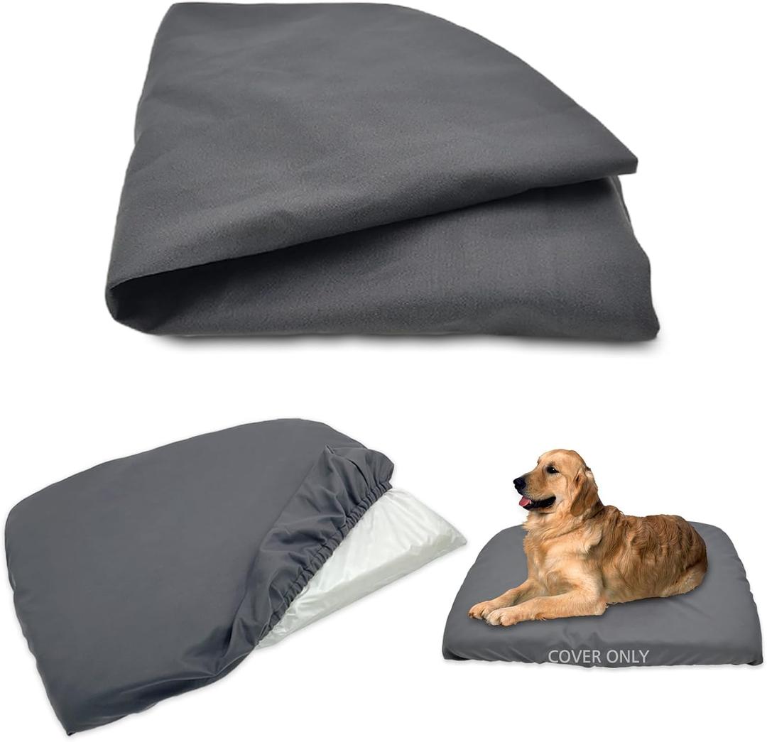 Dog Bed Cover Waterproof Replacement Machine Washable Covers for Dog Bed Heavy Duty Scratch Resistant Mattress Protector Pet Bed 44x32 Inch Grey Cover Only
