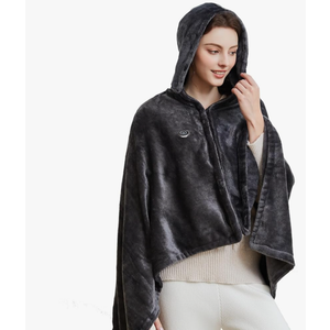 Wearable USB Heated Blanket Shawl Hooded, Portable, 3 Gears 7 Heating Zones Cordless Zip Throw for Women, Outdoor, Office, Camping