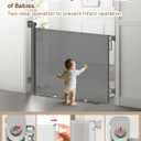 Retractable Baby Gate for Stairs – 34" Height, Expands up to 71" Width, Safety Gate for Infants, Toddlers, Dogs & Pets, Easy Install, Gray Puppy Gate for Indoor & Outdoor Use, Gray