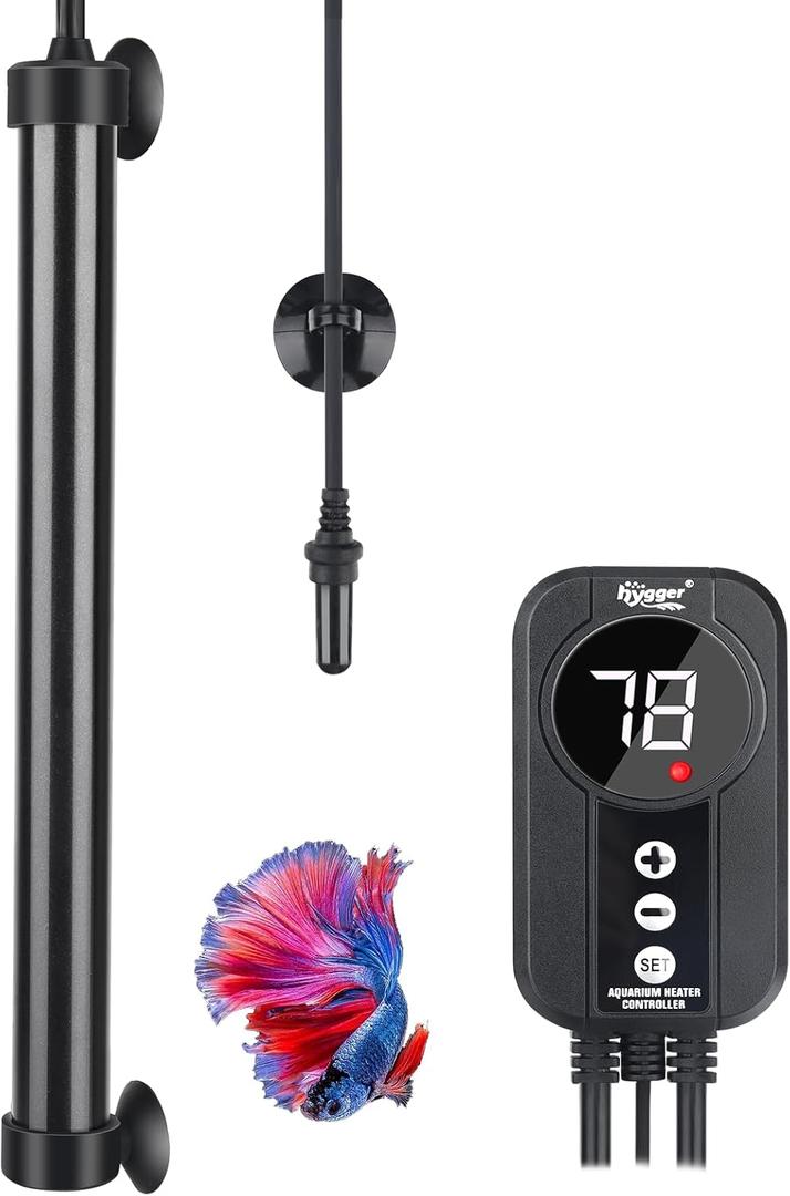 hygger Marine Aquarium Heater 500W,Titanium Heater with Digital LED Controller & Temperature Probe,Submersible Fish Tank Heater with Temperature Calibration,for Saltwater Freshwater Tank 70-80Gallon