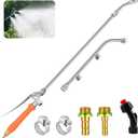 Metal Pump Sprayer Wand with 3 Types of Nozzles, Fan Nozzle Replacement Sprayer Wand, Stainless Steel Sprayer Wand Replacement with 1/4" & 3/8" Brass Barb and 2 Hose Clamps (Metal Handle)