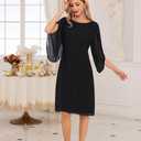 GRACE KARIN Womens Formal Wedding Guest Dress 2026 Chiffon Cocktail Dress Mother of the Bride Dresses Midi Fashion Clothing, Black, 12