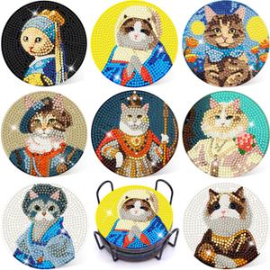 Puraikcmi 8PCs Diamond Paintings Coasters Kits Set, Funny Cat Diamond Art Coasters with Holder, DIY Crafts Diamond Art Kits Adult Craft Diamond Dots Gift Puraikcmi 8PCs Diamond Paintings Coasters Kits Set, Funny Cat Diamond Art Coasters with Holder, DIY Crafts Diamond Art Kits Adult Craft Diamond Dots Gift