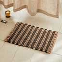 Waffle Bath Mat, Boho Bathroom Rugs Non Slip Washable Super Absorbent Quick Dry Bath Mat Farmhouse Bathroom Decor, 24"x16" Black and Khaki