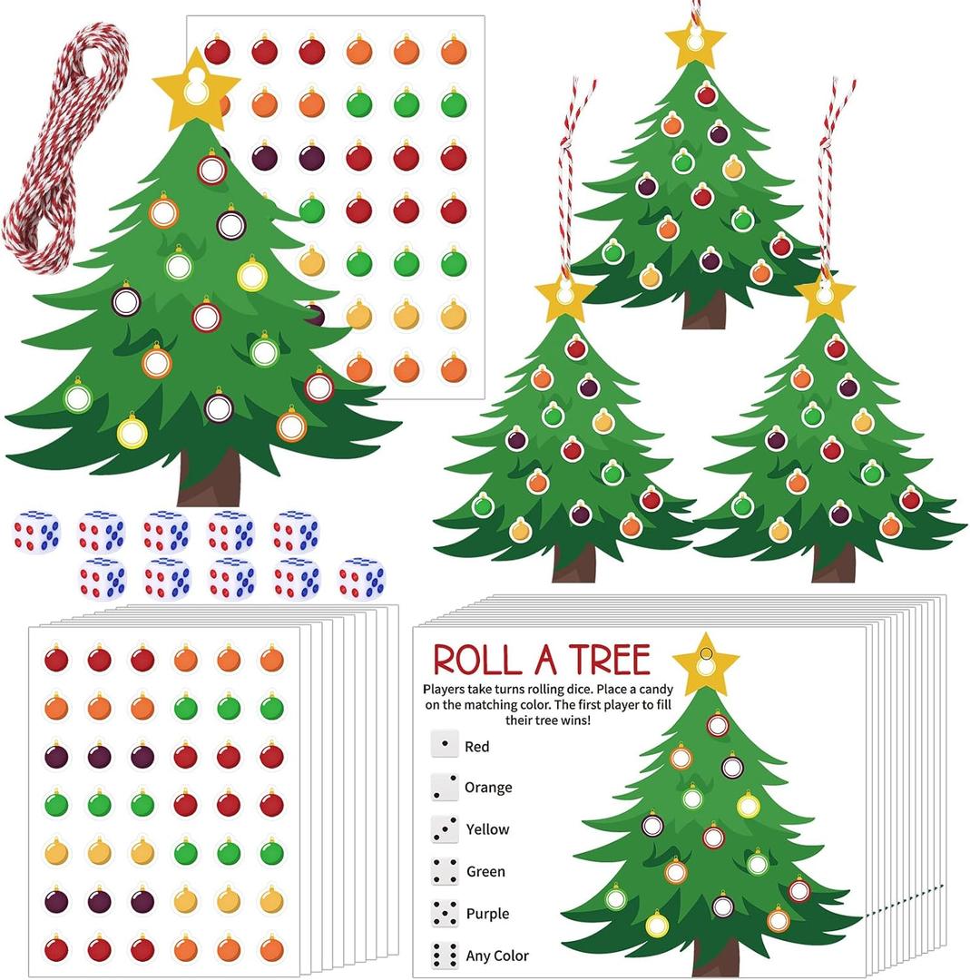 Civaner Roll A Christmas Tree Dice 40 Set Christmas Party for Adults and Families Gifts Xmas Party Favors Supplies for Xmas Festival Activity