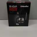 Mueller 12-Cup Drip Coffee Maker - Borosilicate Carafe, Auto-Off, Reusable Filter, Anti-Drip, Keep-Warm Function, Clear Water Level Window Coffee Machine, Kitchen Essentials & Accessories (Black)