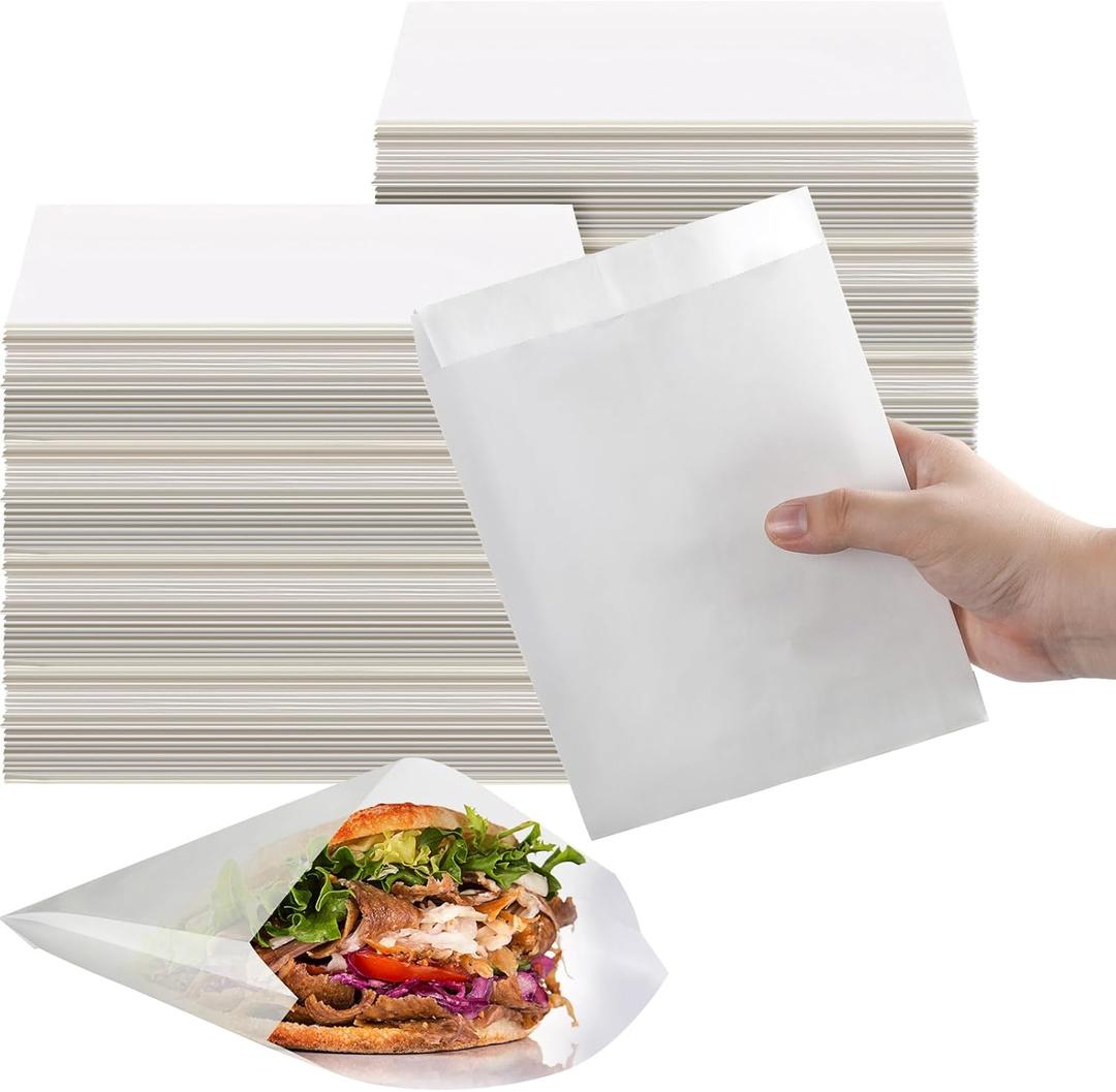 Zubebe 2400 Pcs Paper Sandwich Bags 7 x 6 x 1 Inch Wet Wax Glassine Paper Grease Resistant White Semi Translucent Bags for Bakery Cookies Candy Snacks French Fries