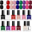 12 PCS Nail Polish Set With 10 Colour Combo, 2 PCS Base And Top Coat,Fast Drying Nail Polish For Home DIY And Beginners.