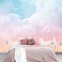 Cliouar-Wall Mural Wallpaper 3D Wallpaper Decorative Powder Cloud Bedroom Living Room Decor 158" x 110" (Not Self-Adhesive)