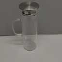 1.5 L Glass Pitcher with Lid and Spout, Cold or Hot Water Drinking Jug for Homemade Iced Tea and Juice