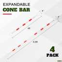 Kanayu 4 Pcs 4-6.9 ft Retractable Cone Bar Extendable Traffic Safety Cone Bar with Reflective Film Barricade for Parking, Road Construction,Cone Not Include (Red, White)