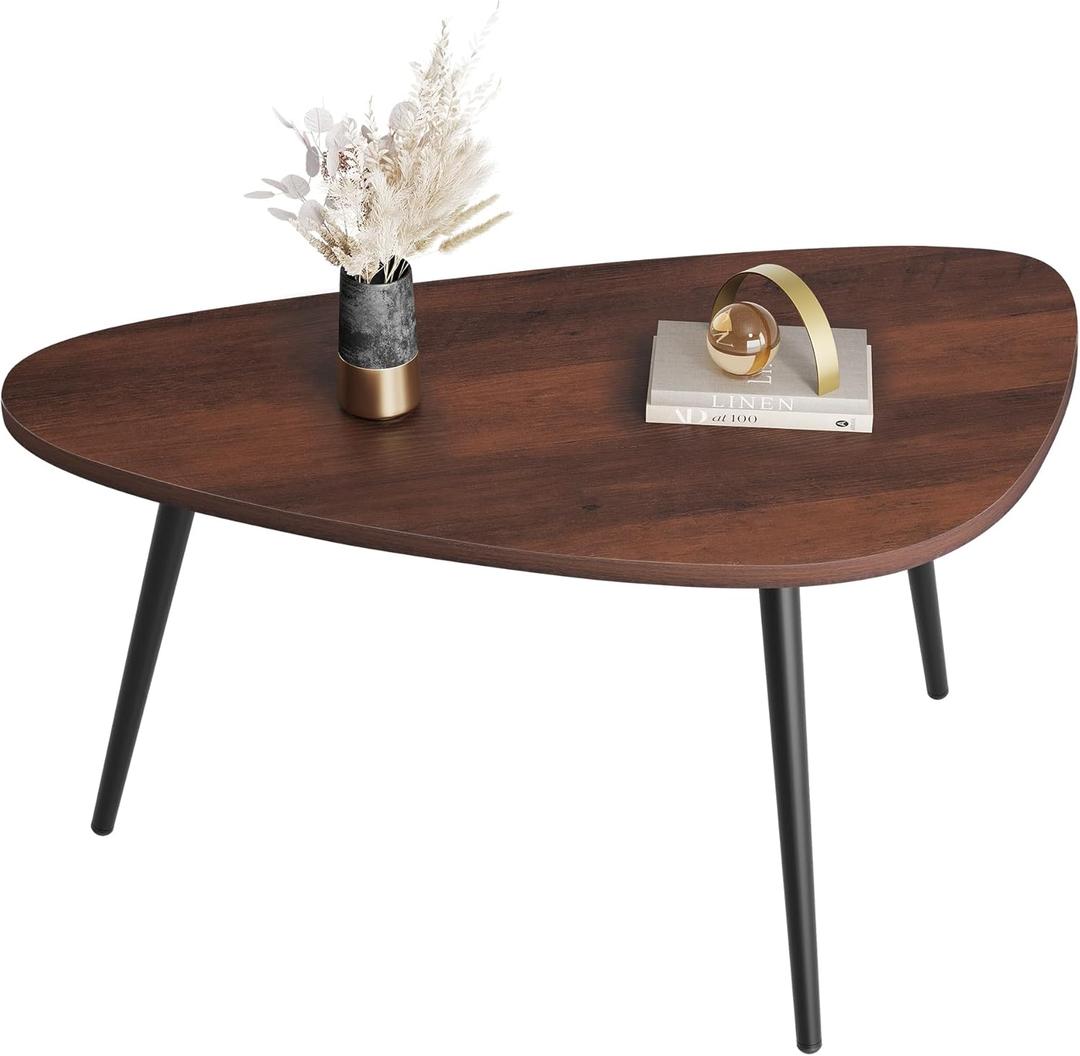 WLIVE Oval Coffee Tables, Modern Coffee Table for Living Room, Coffe Table for Small Space Home Office, Easy Assembly, 33.5" W x 18.9" D x 18.7" H, Espresso