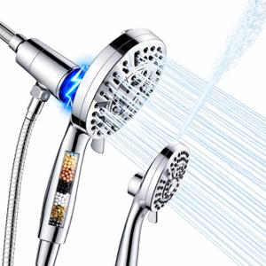 Magnetic Handheld Shower Head with Filter, High Pressure 10-Spray-Mode Detachable Shower Head with 60-Inch Hose, Powerful Hand Held Shower Head for Low Water Pressure (head,silver)