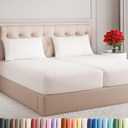 Split King Size 5 Piece Sheet Set - Comfy Breathable & Cooling Sheets - Hotel Luxury Bed Sheets for Women & Men - Deep Pockets, Easy-Fit, Extra Soft & Wrinkle Free - Antique White Oeko-Tex Bed Sheets