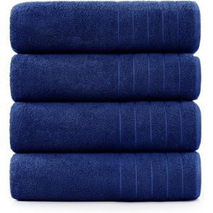Casa Platino Oversized Bath Sheet Towels, 4 Pack Bath Sheet(36"x 72"), 100% Ring Spun Cotton Bath Sheets, Highly Absorbent Bath Sheet Towels, Quick Dry Bath Towels, Luxury Bath Sheet - Navy
