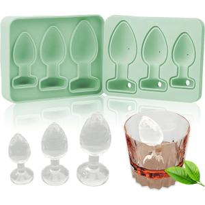 Ice Cube Mold Tray Novelty - Silicone Ice Cube Tray with Large Thick Fun Shapes for Perfect Whiskey Cocktails, Brandy & Juice Beverages! (green)