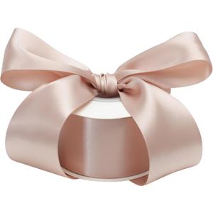 Thick Rose Gold Ribbon 2 Inch Double Face Satin Ribbon for Gift Wrapping Wedding Bridal Bouquet Wrap Crafts Party Decorations - 25Yards
