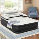 DWVO FullXL Size Air Mattress with Headboard & Cup Holders, Blow Up Bed with Built-in Pump & Carry Bag, Fast Inflation Air Bed for Home, Guests & Camping, 80" x 53" x 18", Gray