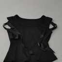 Off The Shoulder Tops for Women Tie Shoulder Ruched Going Out Slim Fit Sexy Solid Y2K Summer Tops (Medium, Black)