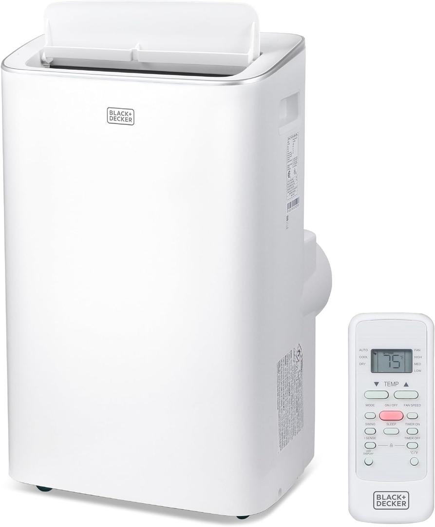 BLACK+DECKER Smart Portable Air Conditioner,12,000 BTU, for Rooms Up To 550 Sq. Ft., Portable AC with Inverter Compressor & Window Kit, BPACT08NM, White