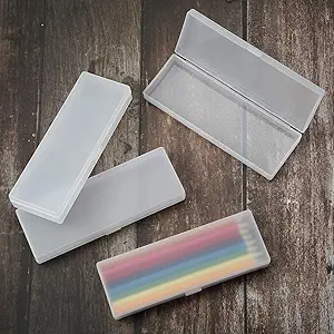 Chinco 8 Pieces Plastic Pencil Case Plastic Stationery Case with Hinged Lid and Snap Closure for Pencils, Pens, Drill Bits, Office Supplies (White)