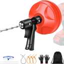 25FT Drain Auger, 10-In-1 Double Mode Drain Snake Tool, Professinal plumbing snake Plumbing Snake with Safety Glasses and Gloves, Hair Removal Tool with Cleaning Brush [Upgraded 4.0]