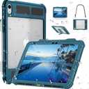 MRUOZRUI Table Waterproof Case Compatible with iPad (A16) 11th 2025/10th Gen 10.9 inch, Shockproof Drop Proof Full Body Cover Built-in Screen Protector, Pencil Holder, Stand, Shoulder Strap Teal
