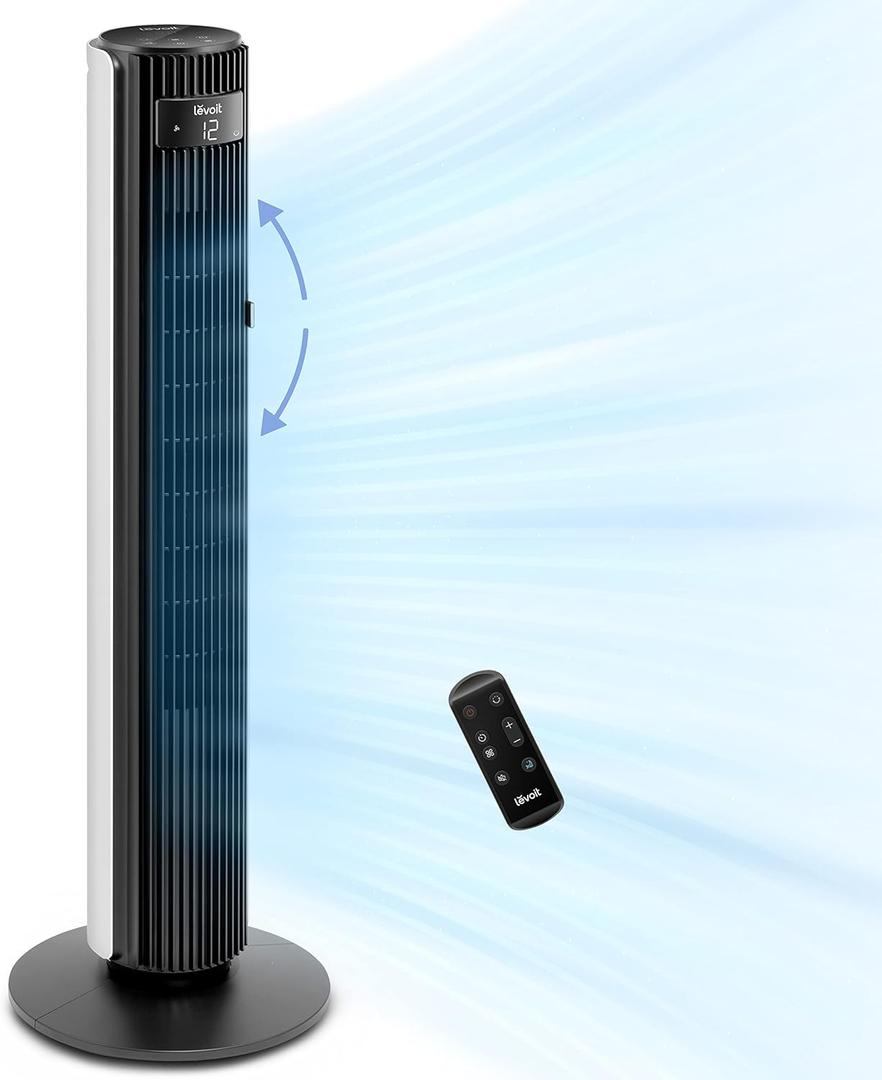 LEVOIT Classic 42-inch Tower Fan for Home, 1472 CFM Powerful Fan, 22dB Quiet as You Sleep, 90 L&R Oscillation, 60 U&D Airflow, 12H Timer, 5-Speed and 4 Modes with Temperature Sensor, Remote Control