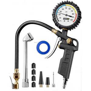 GERCHWAY Tire Inflator with Pressure Gauge  Large Glow Dial, Swivel Air Chuck with Gauge and Air Compressor Accessories  100 PSI