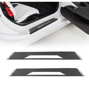 Real Carbon Fiber Inner Door Sill Protector Compatible with Corvette C8 2020-2026, Door Sill Plates Interior Decor Sticker Accessories