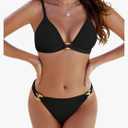 Blooming Jelly Women's Cheeky Bikini Sets Two Piece Swimsuit Sexy Bathing Suit Triangle String High Cut Thong Swimwear,M