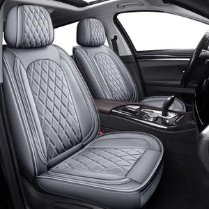 MIROZO Front Car Seat Covers,2PCS Car Seat Covers Waterproof Faux Leather Automotive Seat Covers Universal Vehicle Seat Covers for Most Sedan Most Sedan SUV Pick-up Truck(Grey,2PCS) (Gray)