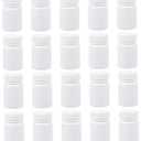 60 pcs Medicine Bottle Storage Holder Pill Capsules Empty Round Container with lid Refillable Bottle. Empty Bottles White polyethylene