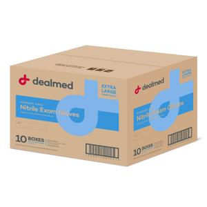 Dealmed Nitrile Exam Gloves  90 Count X-Large (Case of 10) Disposable, Non-Irritating, Latex Free, Multi-Purpose for First Aid Kit, Medical Facilities & More
