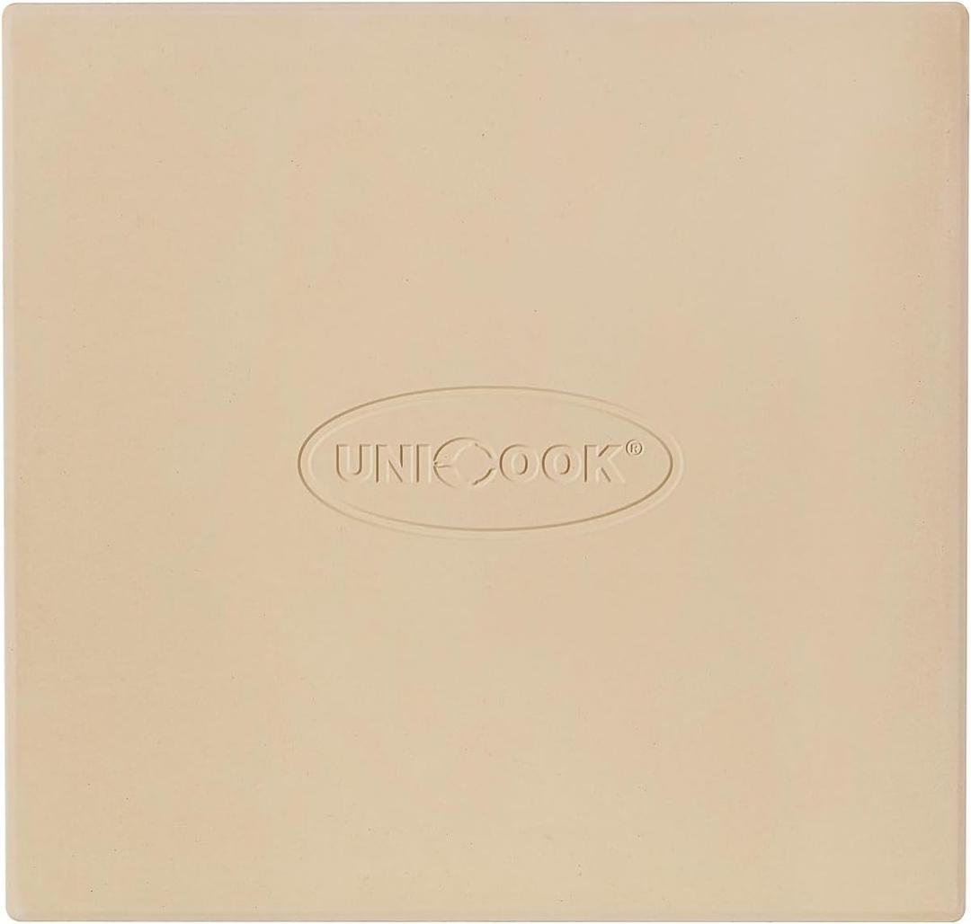 Unicook Pizza Stone for Oven and Grill, Square Baking Stone 12 Inch, Cordierite Cooking Oven Stone, Thermal Shock Resistant Pizza Pan for Pizza, Bread, Including Dough Scraper