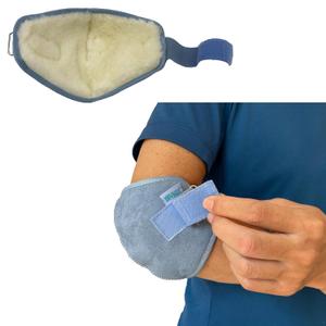 2 Pcs Australian Sheepskin Elbow Pressure Sores Protector Arm Pads Adjustable Suitable for Office Home Elderly Care and Medical Institutions Unisex Blue (1 Pair)