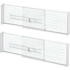 iDesign Recycled Plastic Adjustable Drawer Dividers- Set of 2 - Clear