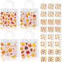 Beupy 24 Pcs Thanksgiving Bags Bulk Clear Fall Gift Bag with Handles Thanksgiving Treat Bag Pumpkin Maple Goodie Bags PVC Autumn Candy Favor for Fall Friendsgiving Party Favors Supplies
