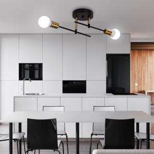 2-Light Mid Century Sputnik Chandelier Semi Flush Mount Ceiling Light Modern Fixture Light with E26 Base for Farmhouse Kitchen Dining Room