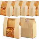 Pack of 35 Paper Bread Bags for Homemade Bread, Paper Bakery Bag for Baked Food Packaging Storage, Large Kraft Paper Bread Loaf Bag with Window Label Seal Sticker included Pack of 35,12.5x8.3x4 Inches