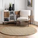 Nuloom Elijah Brown/Natural, 4' Round, Basketweave, Seagrass, Soft and Textured, High Traffic, Stain Resistant, Easy Clean, Durable Area Rug for Bedroom, Living Room, Dining, Den, Foyer, Entryway