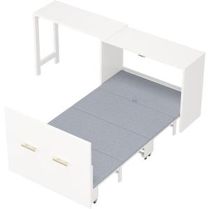 BSKJMMP Hide a Bed Cabinet Foldable Cushion Adjustable Position Desk Easy Pull Out and Folding for Apartment Small Room Office Nap Small Space, White