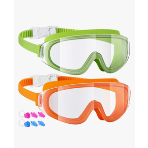 Dizywiee Kids Swim Goggles, 2-Pack Frameless Swimming Goggles for Kids, Child, Boys or Girls From 5-14, Wide View Pool Goggle