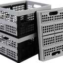 3 Packs Plastic Folding Milk Crate 16 Quart, Collapsible Storage Crates