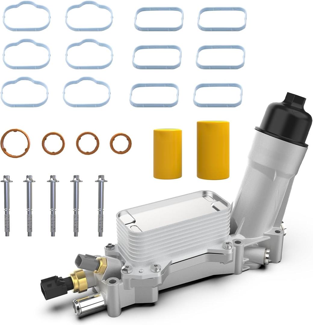 926-959 Aluminum Engine Oil Cooler, Oil Filter Housing 3.6L Adapter For 2017-2018 Chrysler 200 300 Jeep Cherokee Grand Cherokee Dodge Charger Challenger Journey Wrangler Ram ProMaster 68105583AB