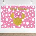 Happy Birthday Mouse Girl Themed Backdrop Banner Pink Cartoon Happy Birthday Theme Party Decorations Cheers to One Two Three Four Five Years Old Photography Background Supplies for Girls