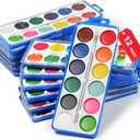 Washable Watercolor Paint Set for Kids, 12 Colors with Brushes  12 Pack Non-Toxic Watercolor Paints  Great for Classroom, Party Favors, Birthday Gifts