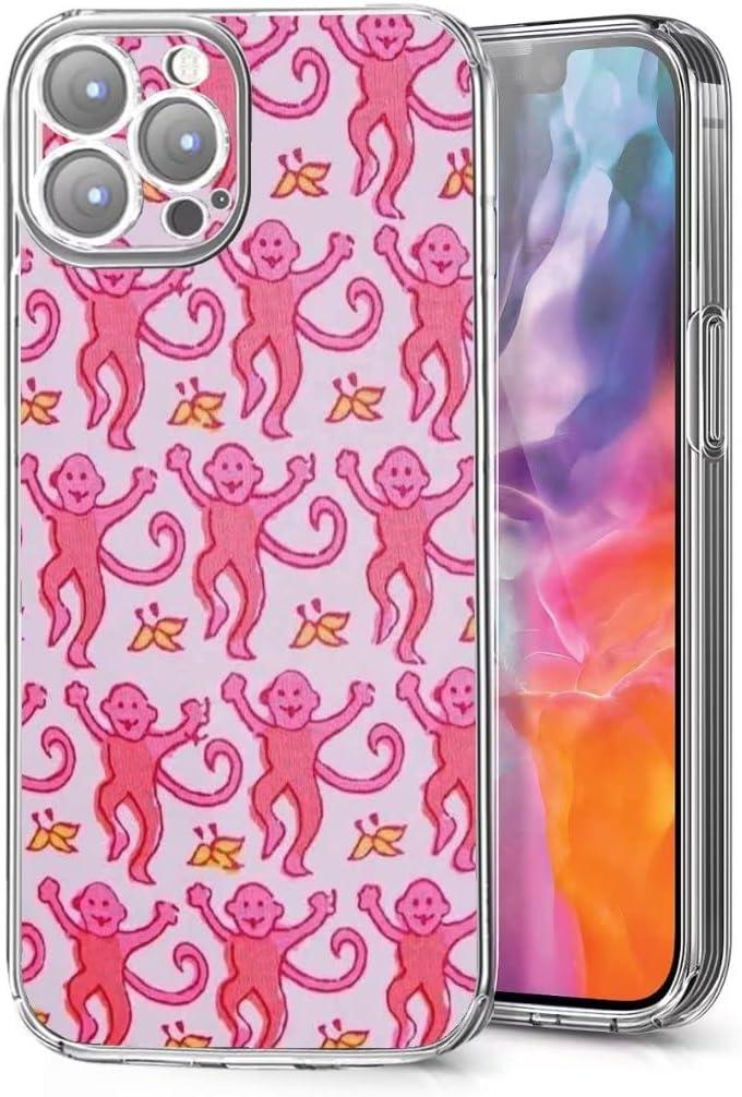 Phone Case Compatible with iPhone 15 Pro Max Pink Roller Monkey Funny Cute Rabbit Soft Shockproof Side Striped Phone Cover